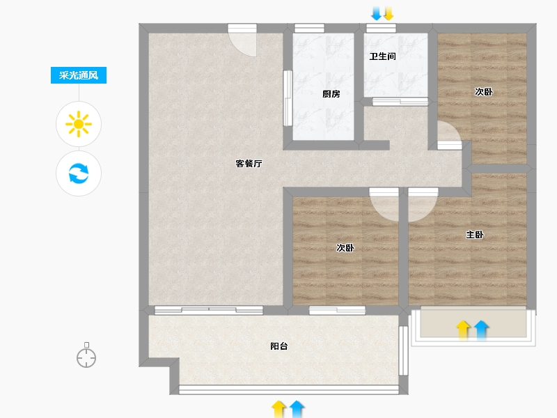 安徽省-六安市-碧桂园正荣凤凰城-82.52-户型库-采光通风