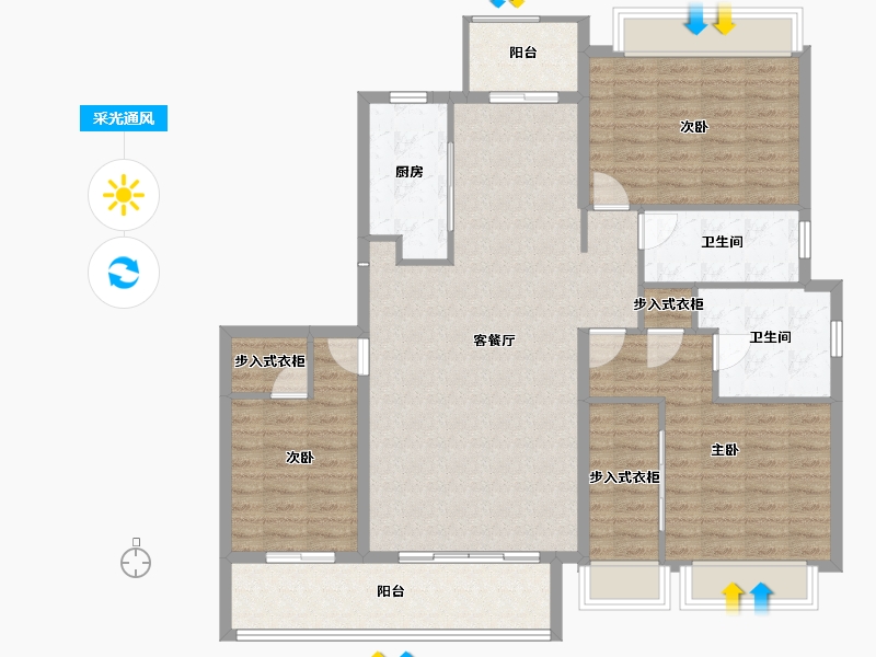 四川省-成都市-绿城金沙凤起朝鸣-124.96-户型库-采光通风