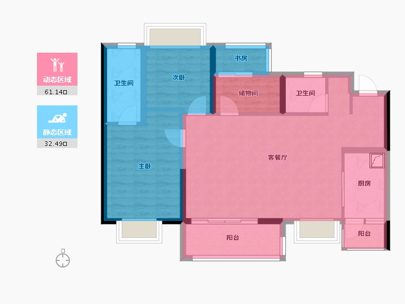 四川省-成都市-仁美熙和府-83.26-户型库-动静分区