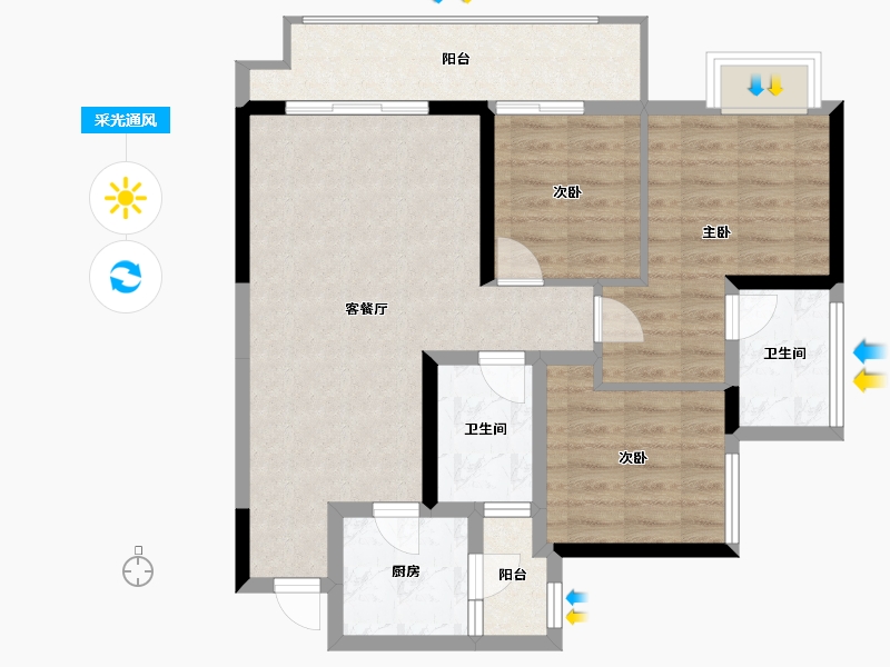 四川省-成都市-凯德世纪名邸东庭-80.25-户型库-采光通风