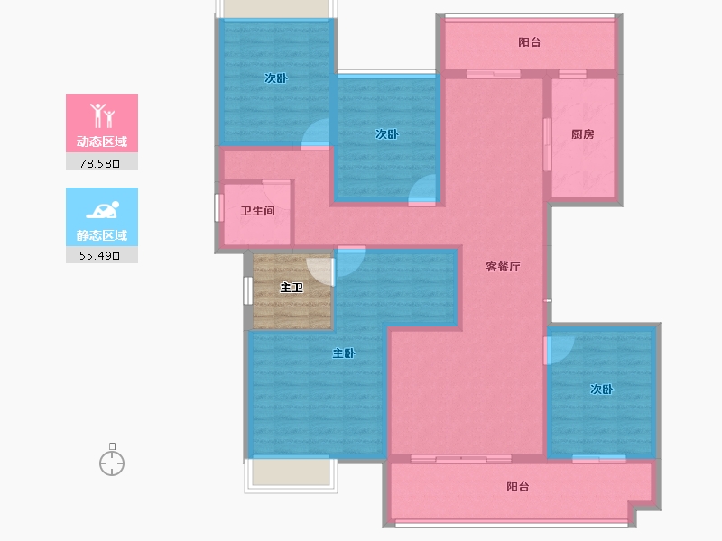 贵州省-黔东南苗族侗族自治州-盛世华府-123.65-户型库-动静分区