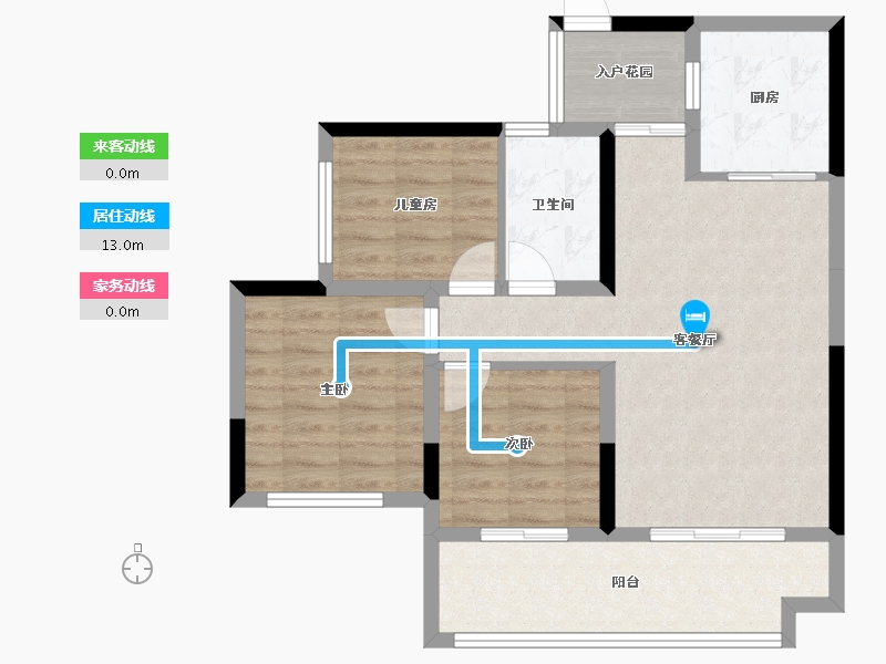 四川省-成都市-凯德世纪名邸东庭-75.37-户型库-动静线