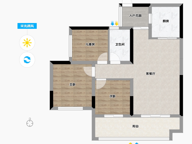 四川省-成都市-凯德世纪名邸东庭-75.37-户型库-采光通风