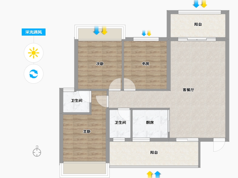 广西壮族自治区-桂林市-兴盛天鹅堡-84.99-户型库-采光通风