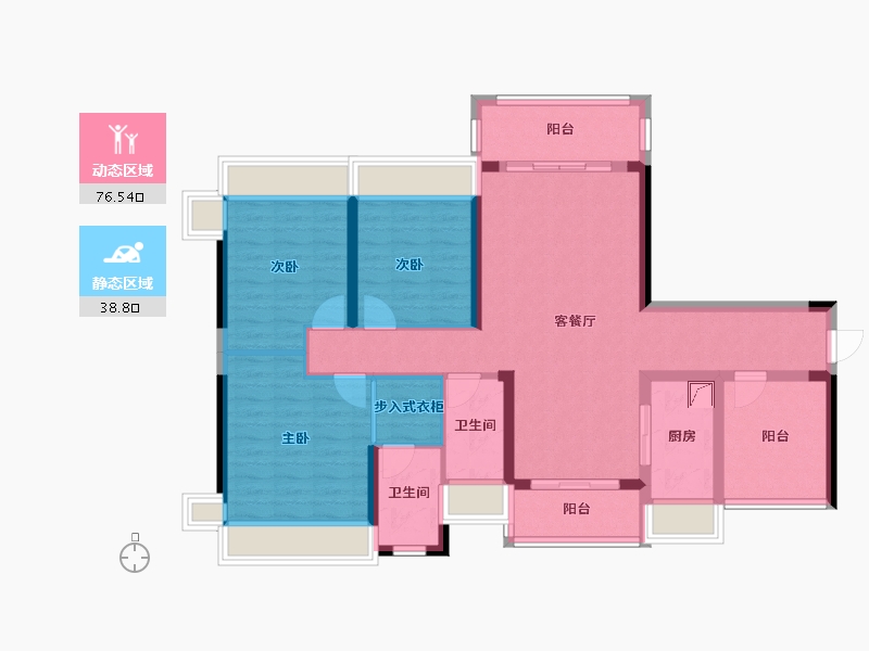 广东省-江门市-帕佳图 六里-103.28-户型库-动静分区