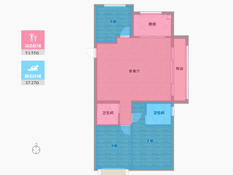 山西省-晋中市-保利金地水木芳华-80.07-户型库-动静分区