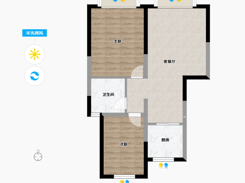 新疆维吾尔自治区-阿克苏地区-金凤凰百合公寓-61.43-户型库-采光通风