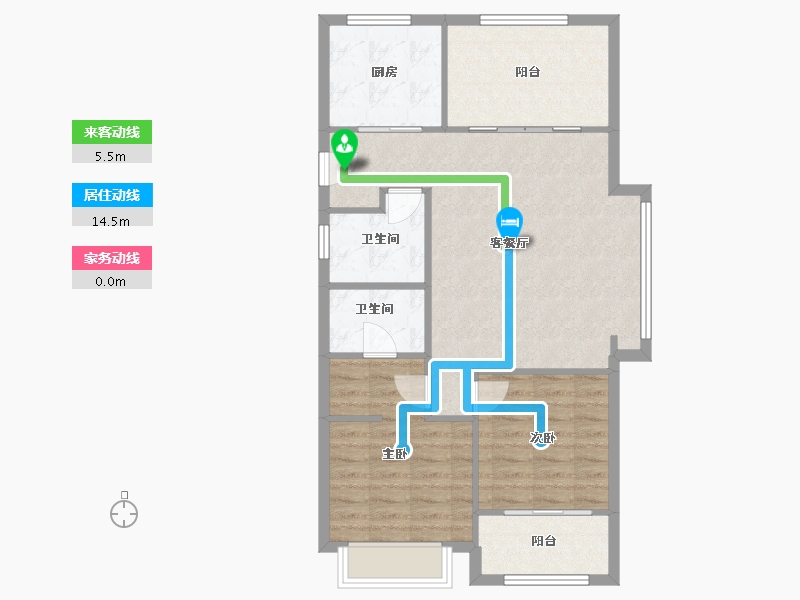 江苏省-苏州市-环秀湖花园-75.00-户型库-动静线