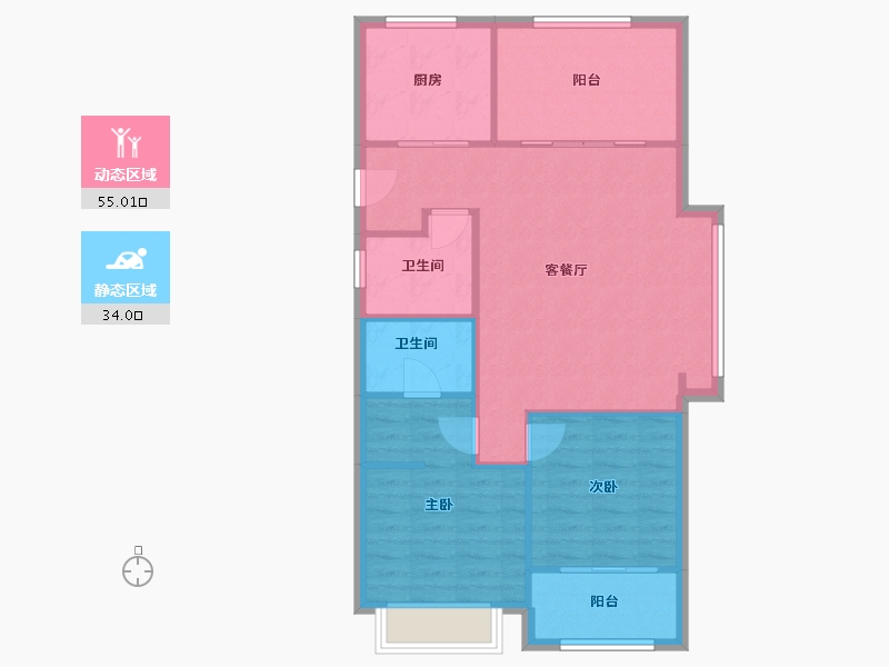 江苏省-苏州市-环秀湖花园-75.00-户型库-动静分区