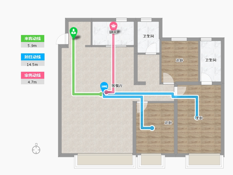 内蒙古自治区-包头市-万科城-98.16-户型库-动静线