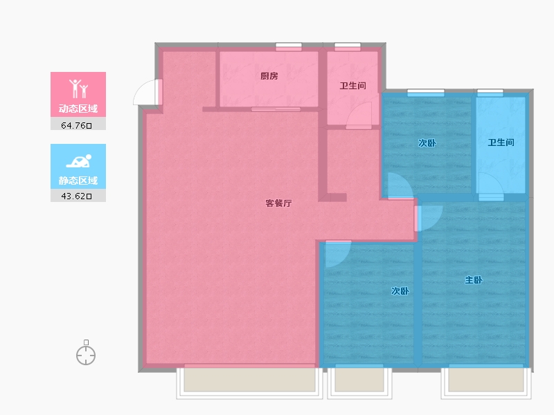 内蒙古自治区-包头市-万科城-98.16-户型库-动静分区