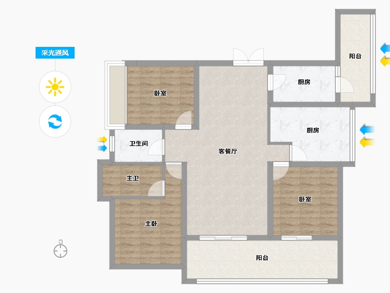 贵州省-黔南布依族苗族自治州-希望涧桥小镇-110.35-户型库-采光通风