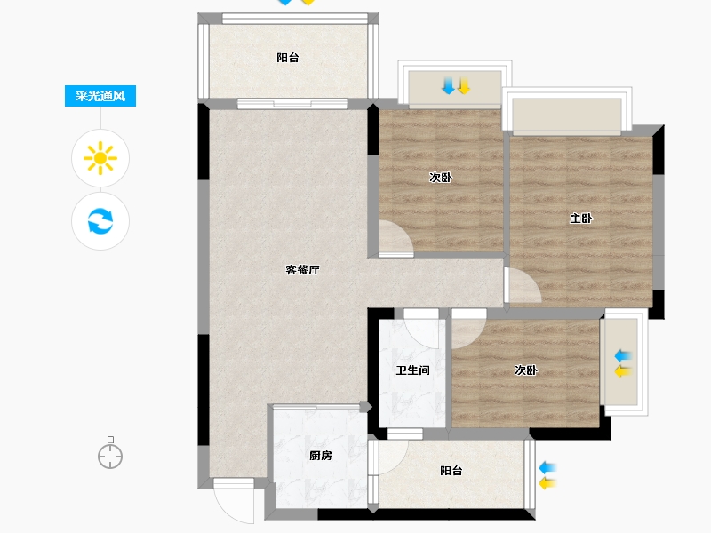 四川省-成都市-成都嘉和世纪城-80.02-户型库-采光通风