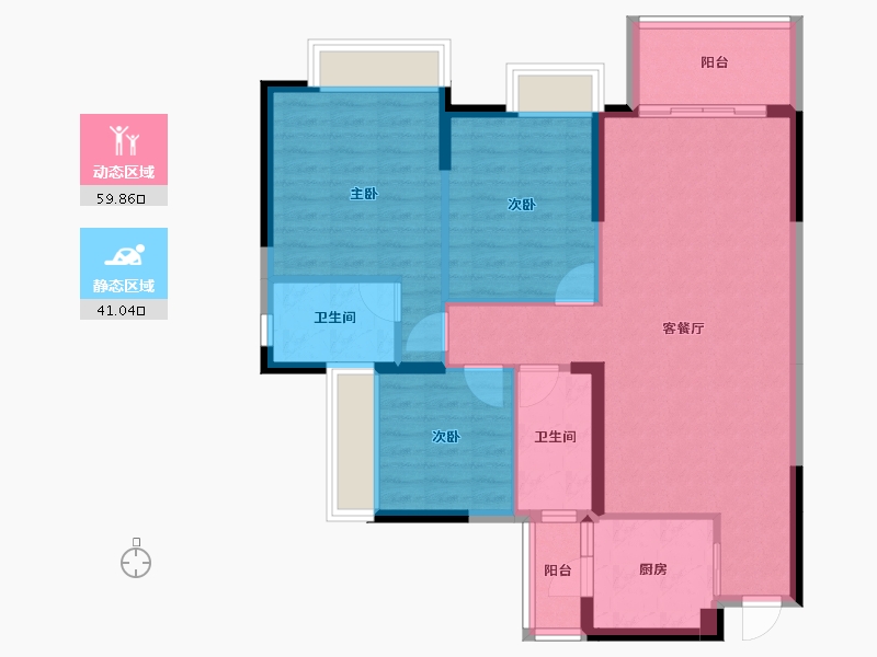 四川省-成都市-海布斯卡二期-90.70-户型库-动静分区