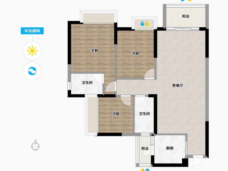 四川省-成都市-海布斯卡二期-90.70-户型库-采光通风