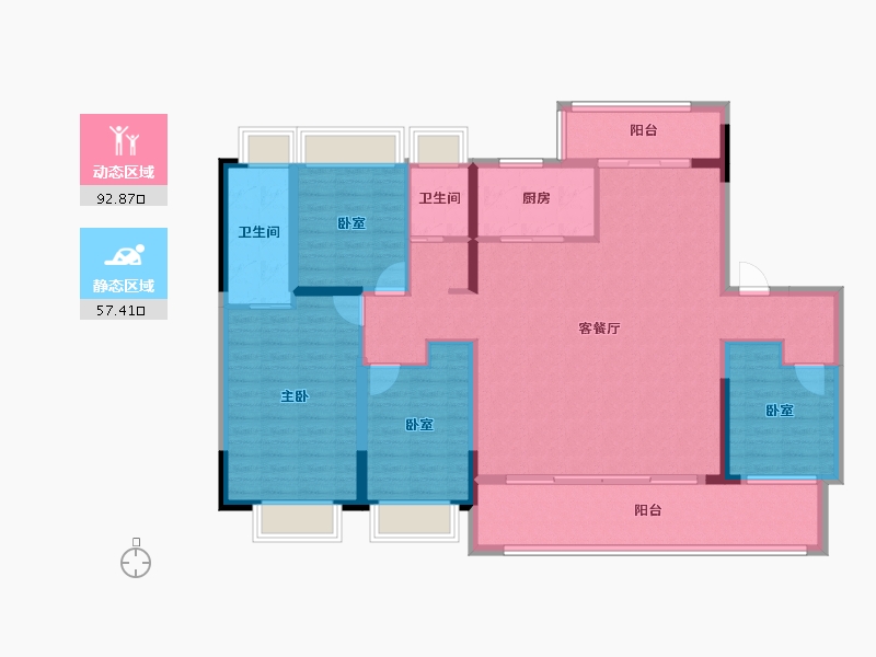 江苏省-泰州市-泰州中南君启-136.00-户型库-动静分区