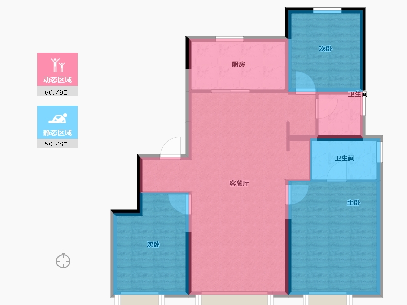 内蒙古自治区-包头市-远洲大都汇-101.36-户型库-动静分区