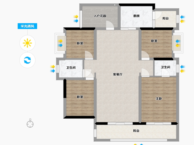 广东省-梅州市-铁汉华翰林-116.35-户型库-采光通风