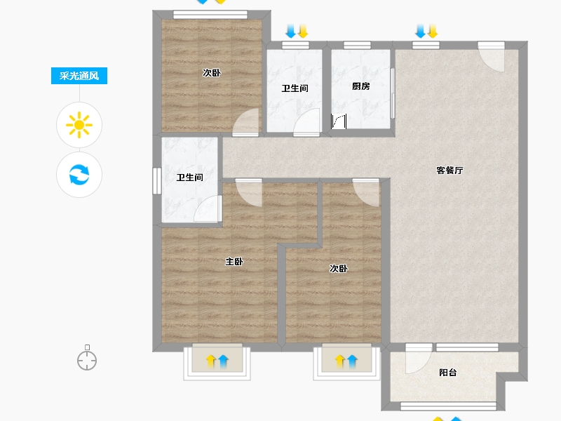 河北省-唐山市-花海未来城-94.40-户型库-采光通风