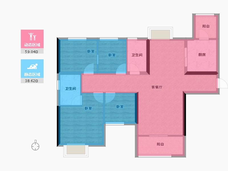 湖北省-孝感市-恒大城-86.75-户型库-动静分区