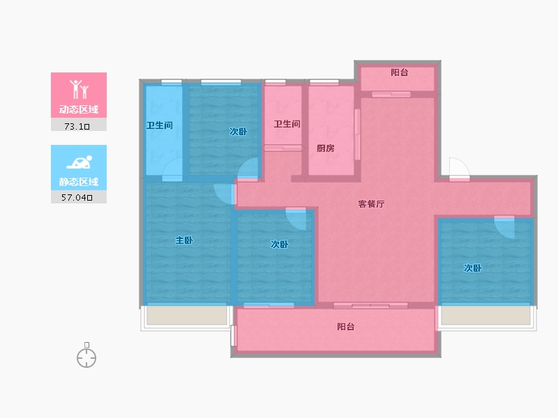 安徽省-六安市-碧桂园正荣凤凰城-115.32-户型库-动静分区