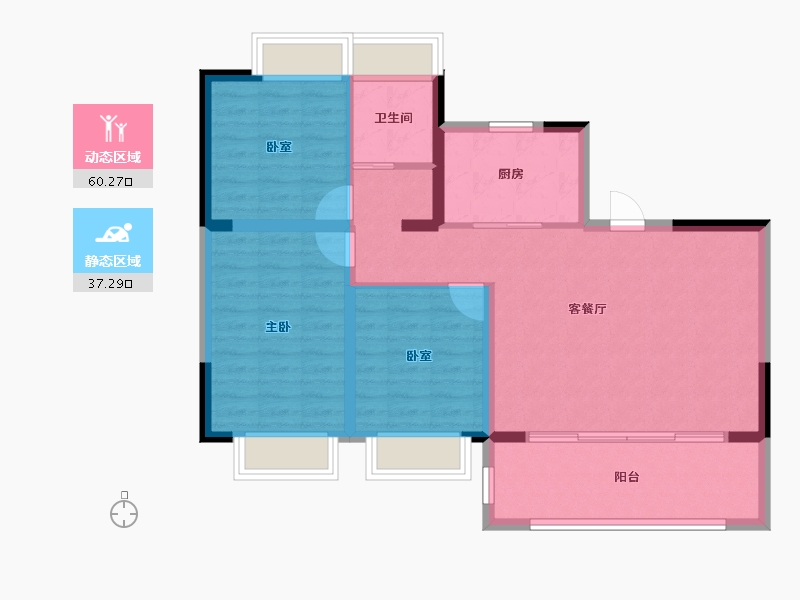 江苏省-泰州市-泰州中南君启-88.00-户型库-动静分区