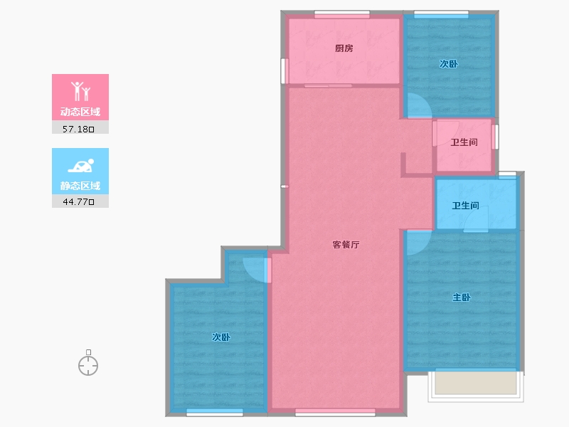 内蒙古自治区-包头市-远洲大都汇-92.25-户型库-动静分区