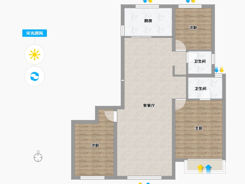 内蒙古自治区-包头市-远洲大都汇-92.25-户型库-采光通风