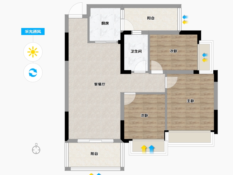 四川省-成都市-成都嘉和世纪城-80.79-户型库-采光通风