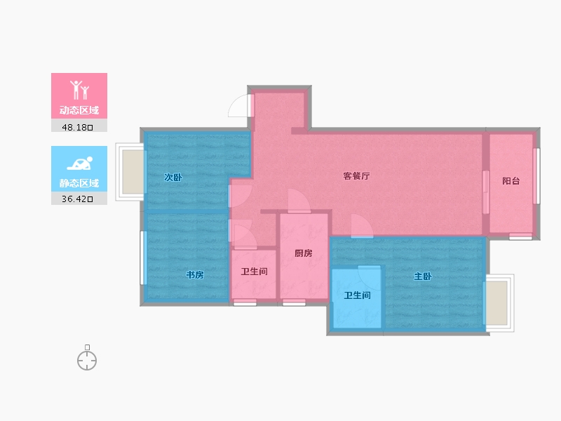 江苏省-苏州市-翡翠河滨雅院-90.00-户型库-动静分区