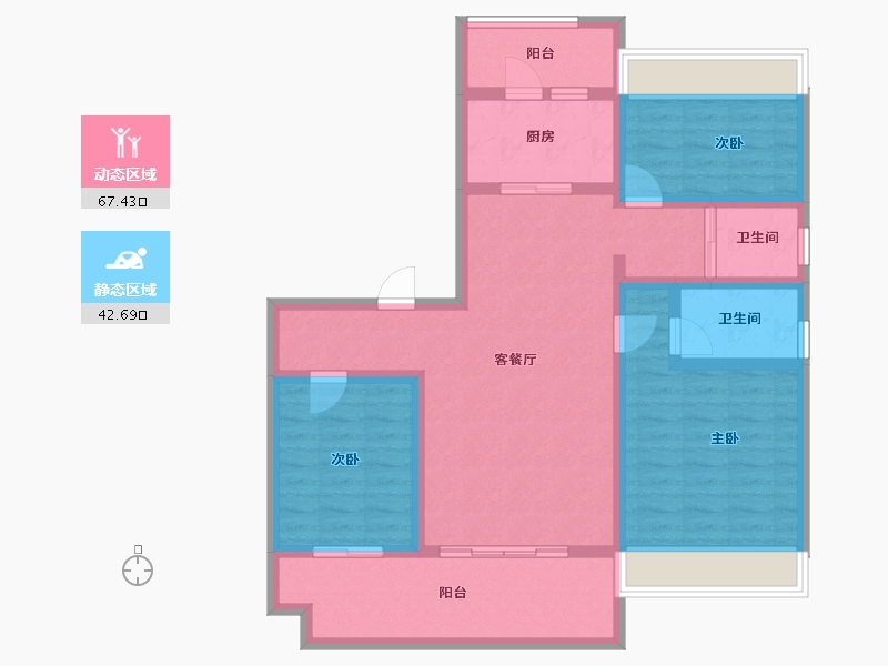 安徽省-六安市-碧桂园正荣凤凰城-97.29-户型库-动静分区