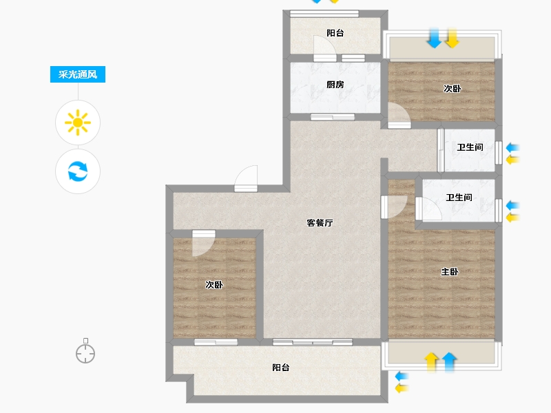 安徽省-六安市-碧桂园正荣凤凰城-97.29-户型库-采光通风