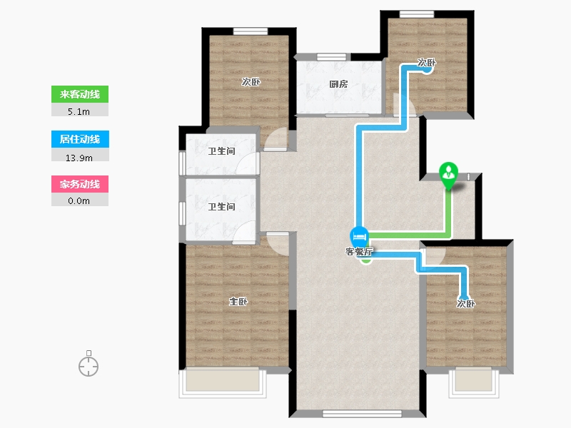 内蒙古自治区-包头市-远洲大都汇-111.39-户型库-动静线