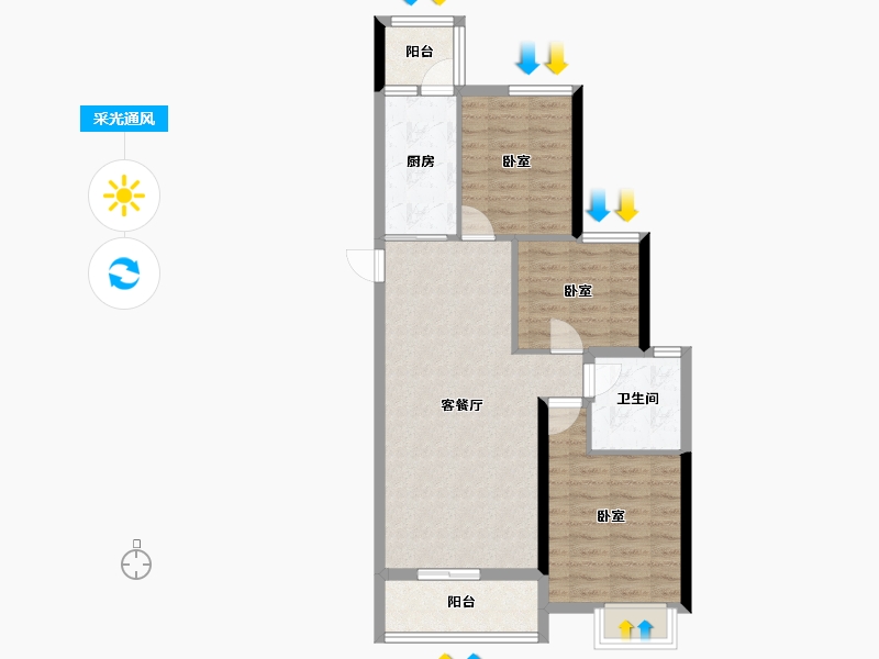 湖北省-孝感市-恒大城-75.09-户型库-采光通风