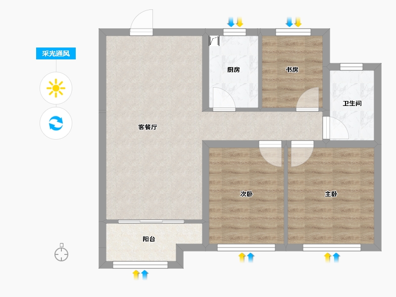 河北省-唐山市-花海国际-63.32-户型库-采光通风