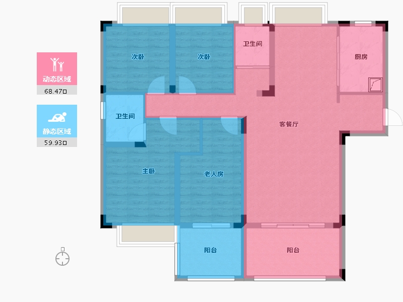 湖南省-永州市-碧桂园正央公园-135.00-户型库-动静分区