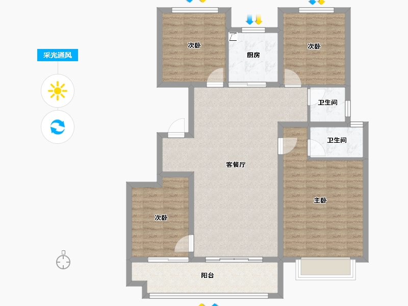 河北省-唐山市-花海未来城-110.03-户型库-采光通风