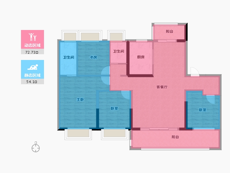 江苏省-泰州市-泰州中南君启-113.60-户型库-动静分区