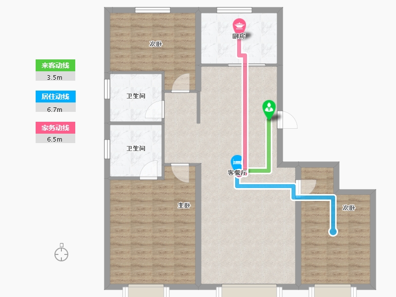 内蒙古自治区-包头市-远洲大都汇-103.40-户型库-动静线