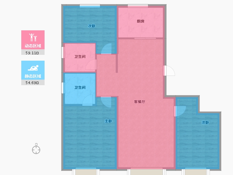 内蒙古自治区-包头市-远洲大都汇-103.40-户型库-动静分区