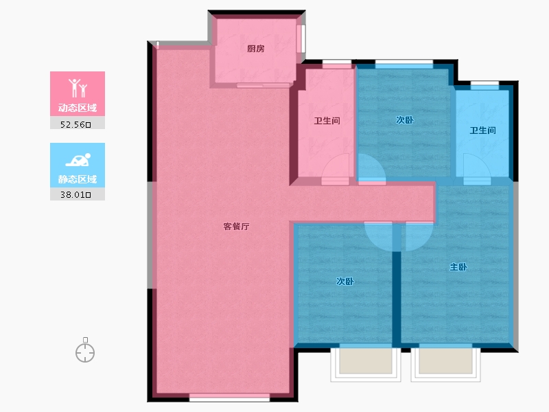 内蒙古自治区-包头市-远洲大都汇-81.38-户型库-动静分区