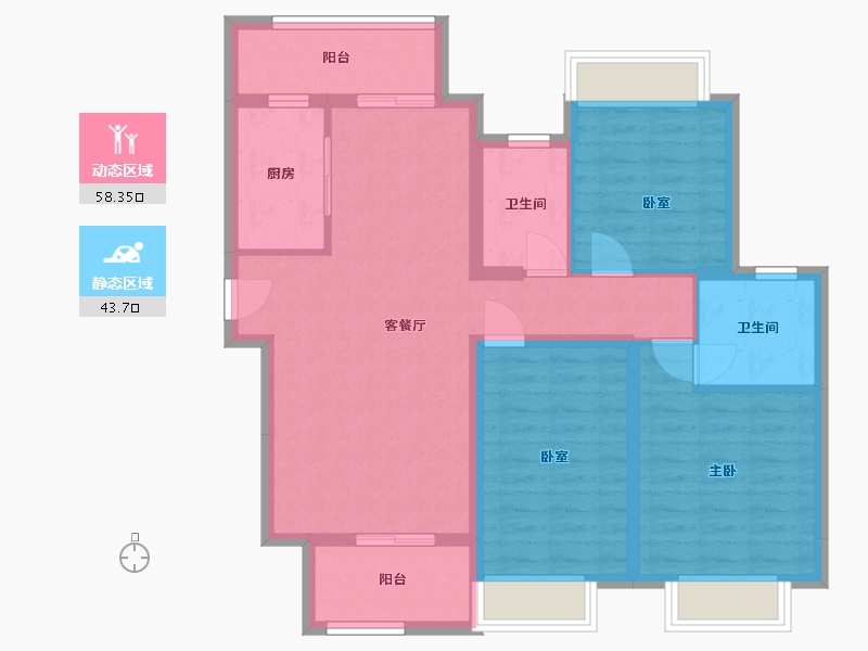 湖南省-长沙市-明昇壹城-二期-96.00-户型库-动静分区