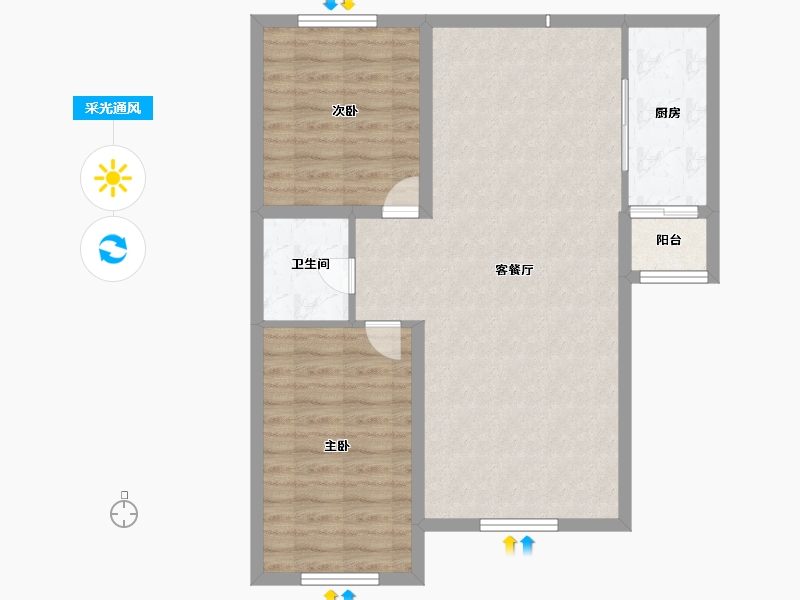 内蒙古自治区-包头市-东方壹号院-77.60-户型库-采光通风