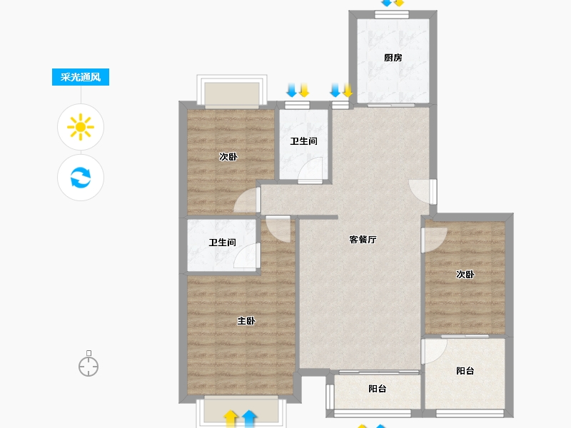 陕西省-西安市-天地源·枫林绿洲-100.00-户型库-采光通风