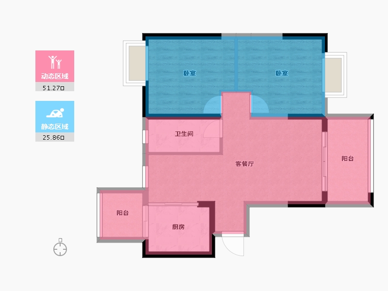 四川省-成都市-成都嘉和世纪城-69.06-户型库-动静分区