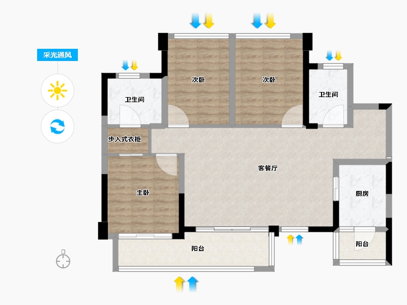 四川省-成都市-嘉合凤凰岛-100.01-户型库-采光通风