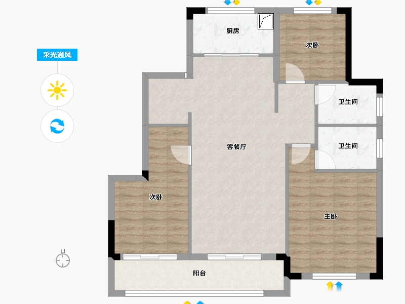 江苏省-淮安市-裕墨园-96.00-户型库-采光通风