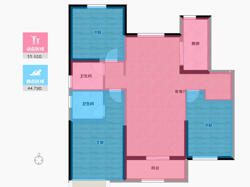 内蒙古自治区-包头市-中国铁建景晟学府-88.87-户型库-动静分区