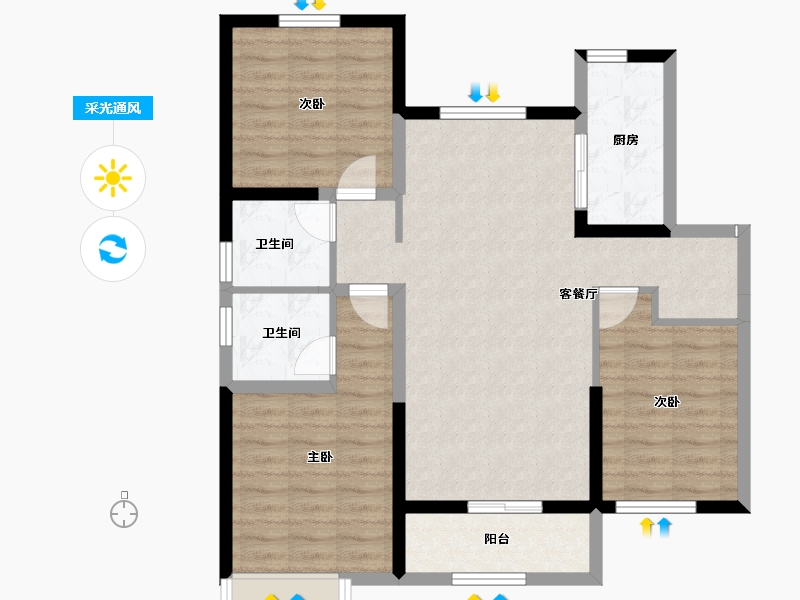 内蒙古自治区-包头市-中国铁建景晟学府-88.87-户型库-采光通风