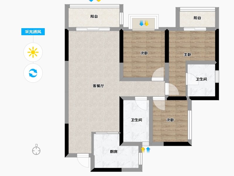 四川省-成都市-仁美熙和府-74.02-户型库-采光通风